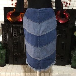 Vintage Frantic Jeans Two tone Denim Skirt Size 7